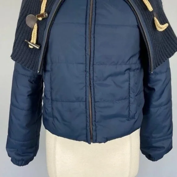 Daughters of the Liberation Navy Toggle Cape Puffer Jacket Anthropologie M - Picture 4 of 10